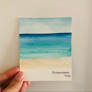 Hand painted watercolor ocean painting